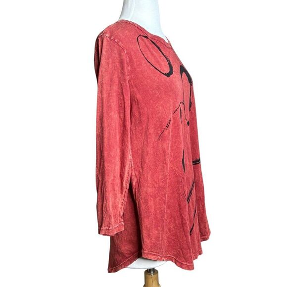 Jess &  Jane Circles Long Sleeve Tee Size Small Red - Picture 3 of 6